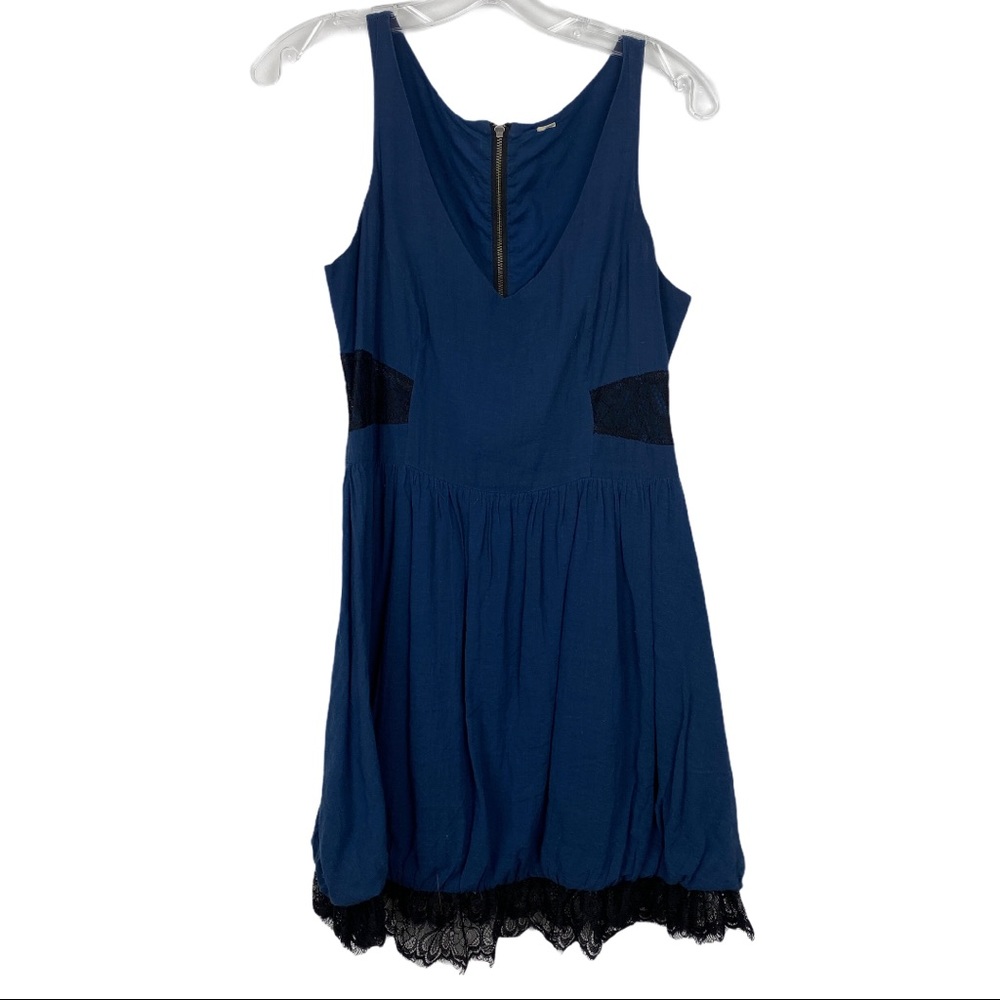 ANTHROPOLOGIE Blue dress with black lace Sz Small
